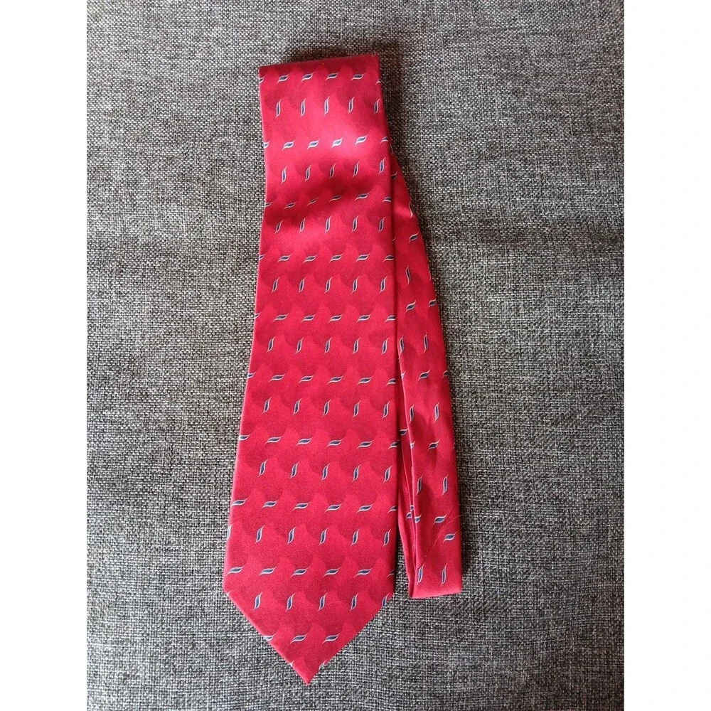 Tie 70s 80s 90s Y2K Mens Bill Blass Silk Red Blue Silver 4 Wide 60 Long
